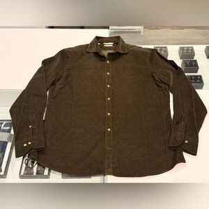 SUITSUPPLY Dark Green Corduroy Slim Fit Shirt 17 XL NWOT